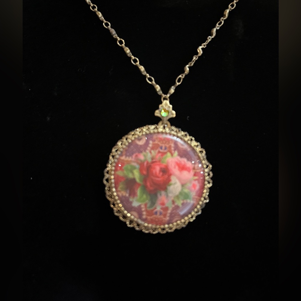 Michal Negrin Locket Round  Gold Tone 14” Chain